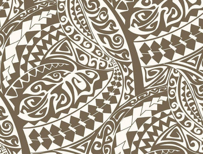 Polynesian Tribal Fabric – Beige and Brown 100% Cotton, 44” Wide Island Print by the Yard