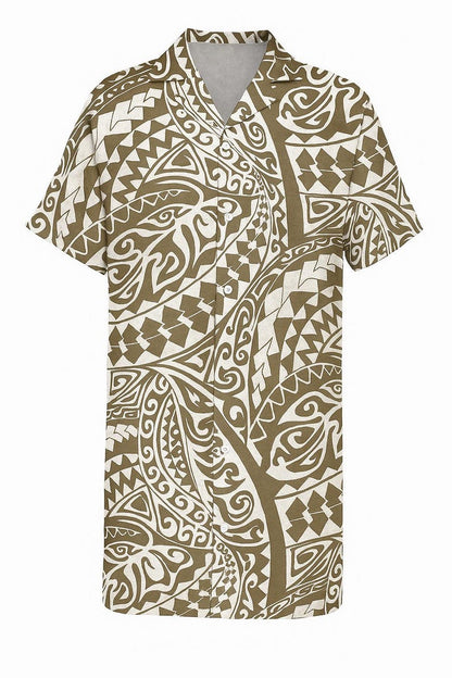 Polynesian Tribal Fabric – Beige and Brown 100% Cotton, 44” Wide Island Print by the Yard