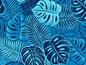Monstera Leaf Fabric – Blue Poly Cotton Blend Fabric, 44” Wide Tropical Island Print by the Yard