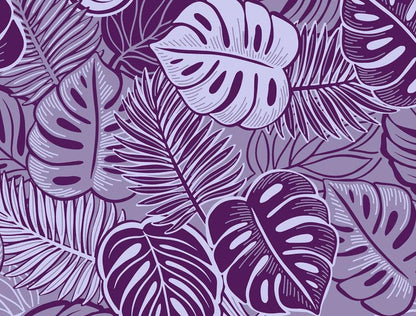 Monstera Leaf Fabric – Purple & Lavender Poly Cotton Blend Fabric, 44” Wide Tropical Island Print by the Yard