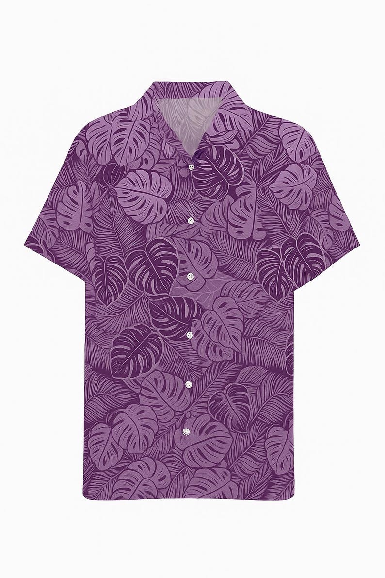 Monstera Leaf Fabric – Purple & Lavender Poly Cotton Blend Fabric, 44” Wide Tropical Island Print by the Yard