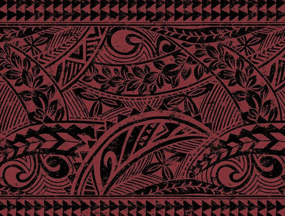 Polynesian Tribal Fabric – Dark Rosewood Poly Cotton Blend Fabric, 44” Wide Island Print by the Yard
