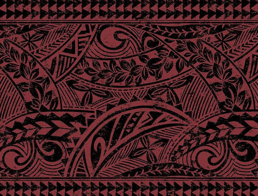 Polynesian Tribal Fabric – Dark Rosewood Poly Cotton Blend Fabric, 44” Wide Island Print by the Yard