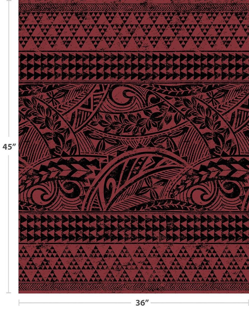 Polynesian Tribal Fabric – Dark Rosewood Poly Cotton Blend Fabric, 44” Wide Island Print by the Yard