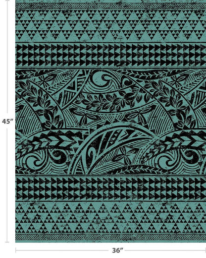 Polynesian Tribal Fabric – Vintage Jade Poly Cotton Blend Fabric, 44” Wide Island Print by the Yard
