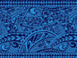 Polynesian Tribal Fabric – Blue & Navy Poly Cotton Blend Fabric, 44” Wide Island Print by the Yard