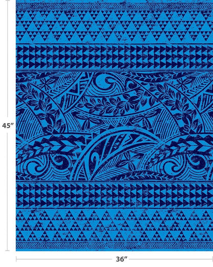Polynesian Tribal Fabric – Blue & Navy Poly Cotton Blend Fabric, 44” Wide Island Print by the Yard