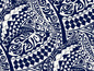 Polynesian Tribal Fabric – White and Navy Blue 100% Cotton, 44” Wide Island Print by the Yard
