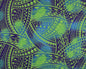 New Style Polynesian Tribal Tapa Tattoo Fabric – Green & Blue Poly Cotton Blend Fabric, 44” Wide Island Print by the Yard