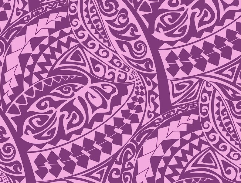 Polynesian Tribal Fabric – Pink and Magenta 100% Cotton, 44” Wide Island Print by the Yard