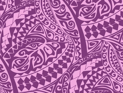 Polynesian Tribal Fabric – Pink and Magenta 100% Cotton, 44” Wide Island Print by the Yard