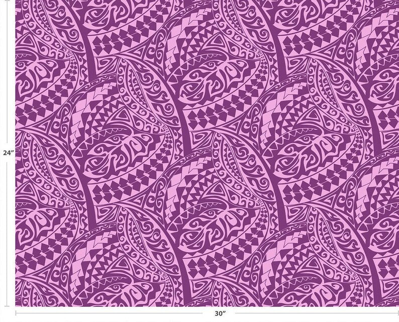 Polynesian Tribal Fabric – Pink and Magenta 100% Cotton, 44” Wide Island Print by the Yard