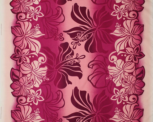 Polynesian Hibiscus & Plumeria Fabric – Pink/Cream Ombre Poly Cotton Blend, 44” Wide, Sold by the Yard
