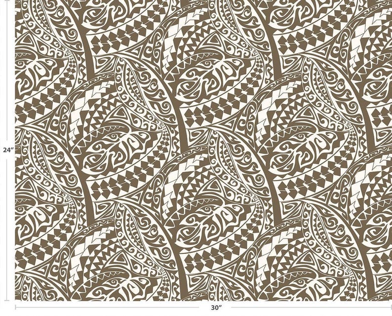 Polynesian Tribal Fabric – Beige and Brown 100% Cotton, 44” Wide Island Print by the Yard