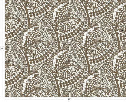 Polynesian Tribal Fabric – Beige and Brown 100% Cotton, 44” Wide Island Print by the Yard