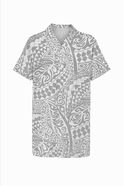 Polynesian Tribal Fabric – White and Grey 100% Cotton, 44” Wide Island Print by the Yard