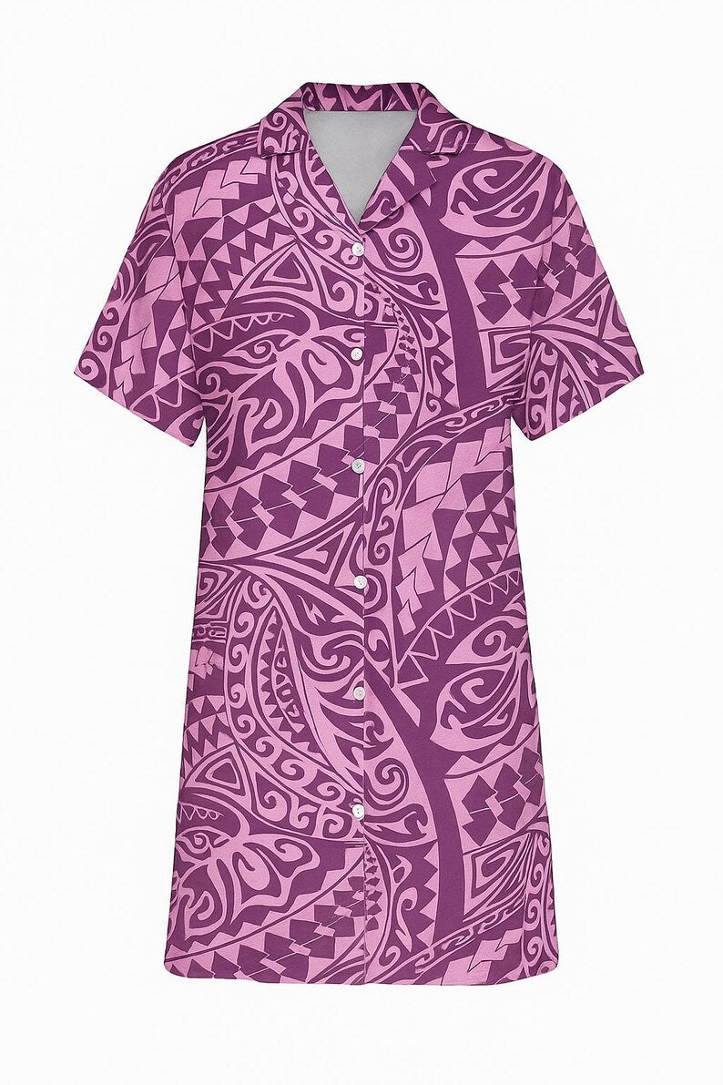 Polynesian Tribal Fabric – Pink and Magenta 100% Cotton, 44” Wide Island Print by the Yard