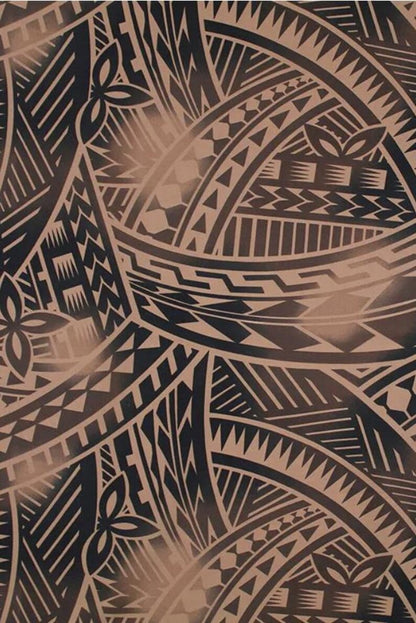 New Style Polynesian Tribal Tapa Tattoo Fabric – Brown & Black Poly Cotton Blend Fabric, 44” Wide Island Print by the Yard