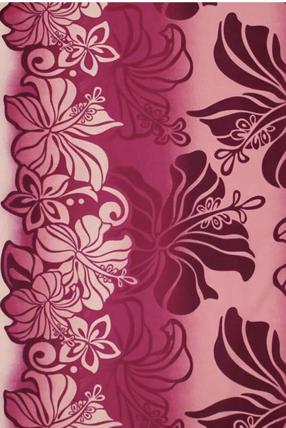Polynesian Hibiscus & Plumeria Fabric – Pink/Cream Ombre Poly Cotton Blend, 44” Wide, Sold by the Yard