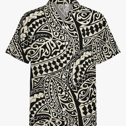 Polynesian Tribal Fabric – Beige and Black 100% Cotton, 44” Wide Island Print by the Yard