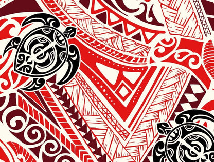 New Style Polynesian Tribal Tapa Tattoo Fabric – Sage & Black Poly Cotton Blend Fabric, 44” Wide Island Print by the Yard
