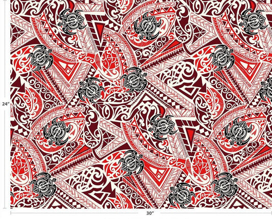 New Style Polynesian Tribal Tapa Tattoo Fabric – Sage & Black Poly Cotton Blend Fabric, 44” Wide Island Print by the Yard
