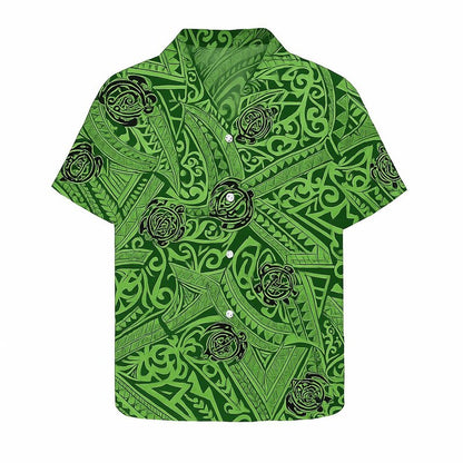 Polynesian Tribal Turtle Fabric – Green Poly Cotton Blend Fabric, 44” Wide Island Print by the Yard