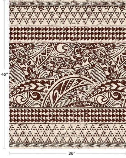 Polynesian Tribal Fabric – Beige & Brown Poly Cotton Blend Fabric, 44” Wide Island Print by the Yard