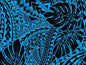 Polynesian Tribal Monstera Fabric – Turquoise & Black Poly Cotton Blend Fabric, 44” Wide Island Print by the Yard