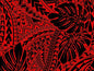 Polynesian Tribal Monstera Fabric – Red & Black Poly Cotton Blend Fabric, 44” Wide Island Print by the Yard