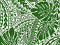 Polynesian Tribal Monstera Fabric – Green & White Poly Cotton Blend Fabric, 44” Wide Island Print by the Yard