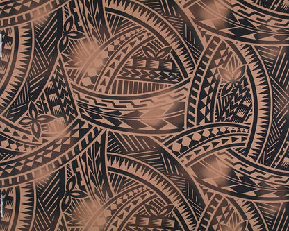 New Style Polynesian Tribal Tapa Tattoo Fabric – Brown & Black Poly Cotton Blend Fabric, 44” Wide Island Print by the Yard