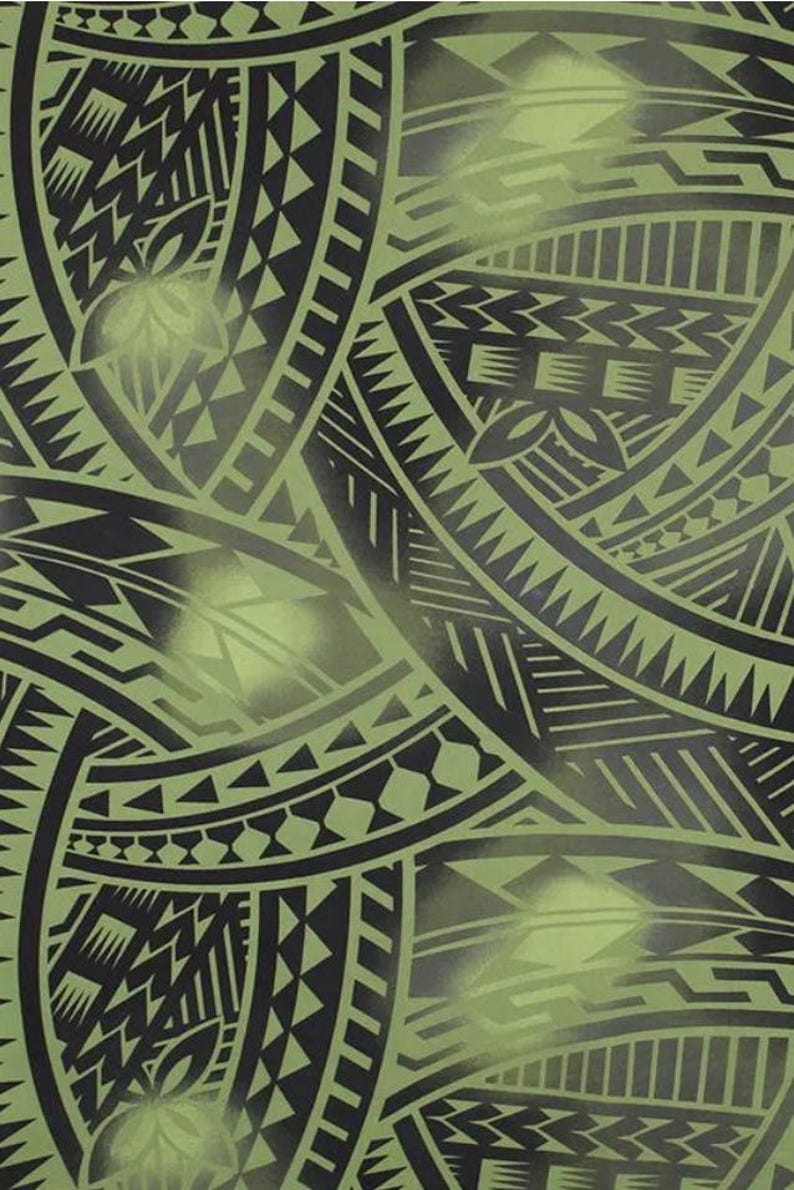 New Style Polynesian Tribal Tapa Tattoo Fabric – Yellow & Red Poly Cotton Blend Fabric, 44” Wide Island Print by the Yard