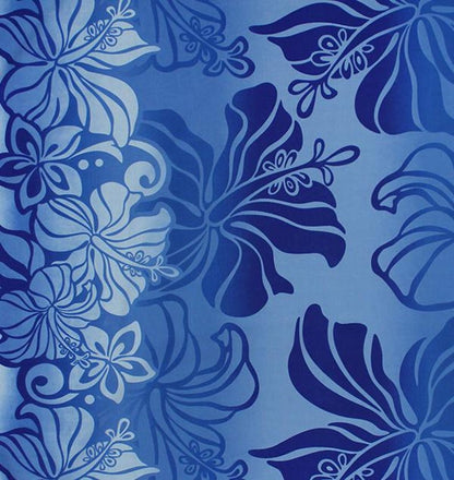 Polynesian Hibiscus & Plumeria Fabric – Baby Blue Ombre Poly Cotton Blend, 44” Wide, Sold by the Yard | G-tex Fabrics