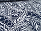 New Polynesian Tribal Tapa Tattoo Fabric  Navy and White 100% Cotton Fabric, 44” Wide Island Print by the Yard
