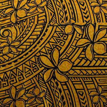 Plumeria Tribal Design Peachskin Fabric | Islands Fabric