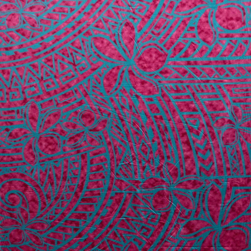 Plumeria Tribal Design Peachskin Fabric | Islands Fabric
