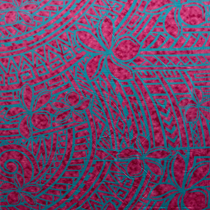 Plumeria Tribal Design Peachskin Fabric | Islands Fabric