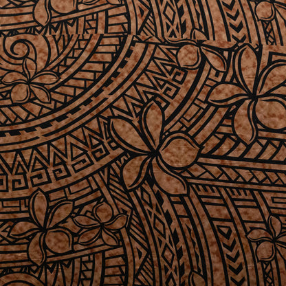 Plumeria Tribal Design Peachskin Fabric | Islands Fabric