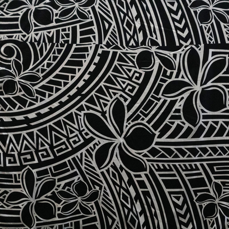 Plumeria Tribal Design Peachskin Fabric | Islands Fabric