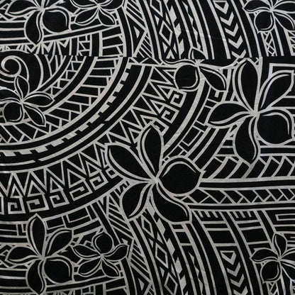 Plumeria Tribal Design Peachskin Fabric | Islands Fabric